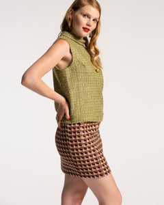 Colette Top Cedar Boucle Wool Green - Frances Valentine