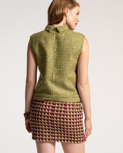 Colette Top Cedar Boucle Wool Green - Frances Valentine