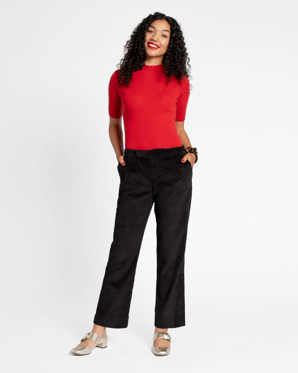 Chloe Corduroy Pant - Black - Frances Valentine