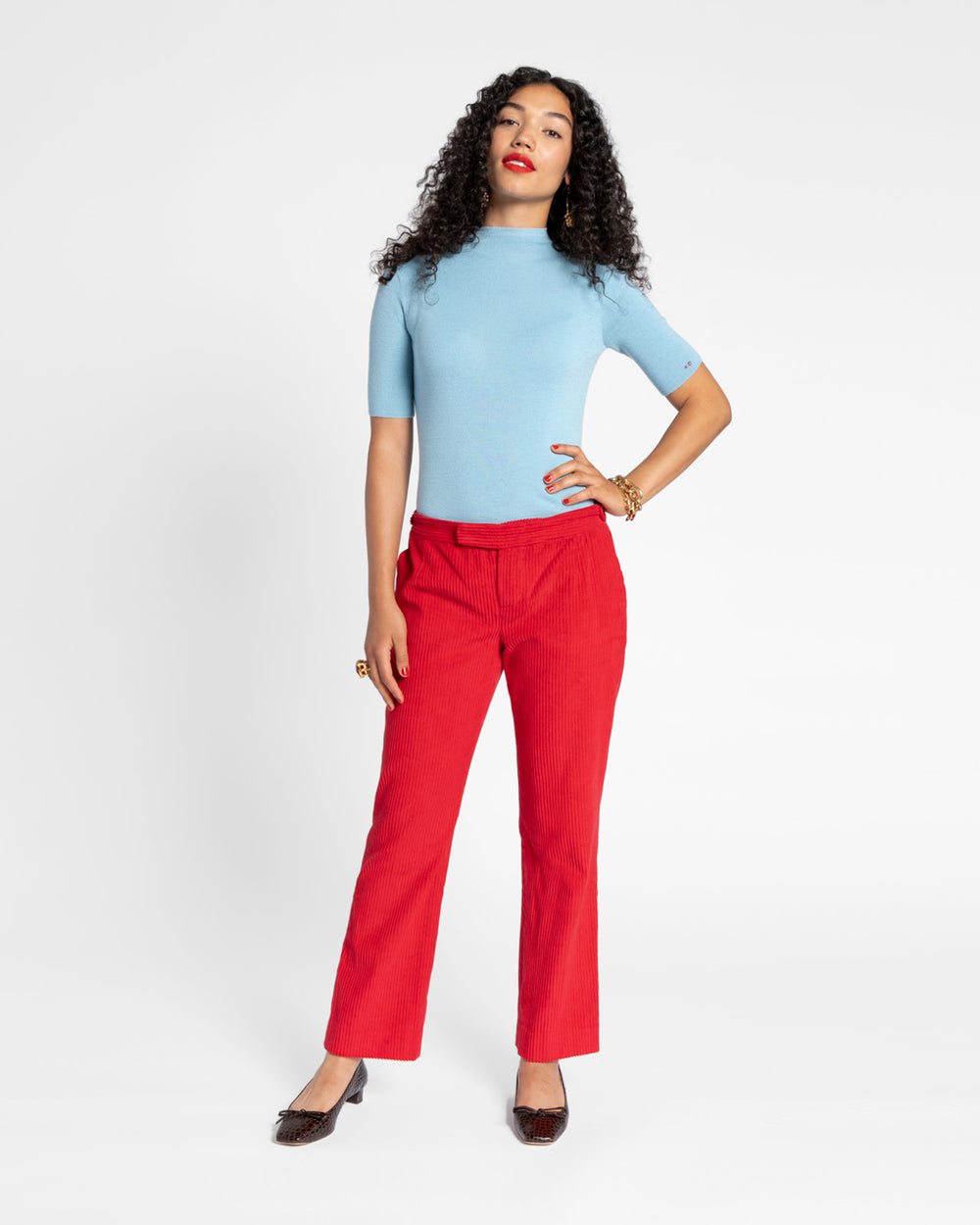 Chloe Corduroy Pant - Red - Frances Valentine