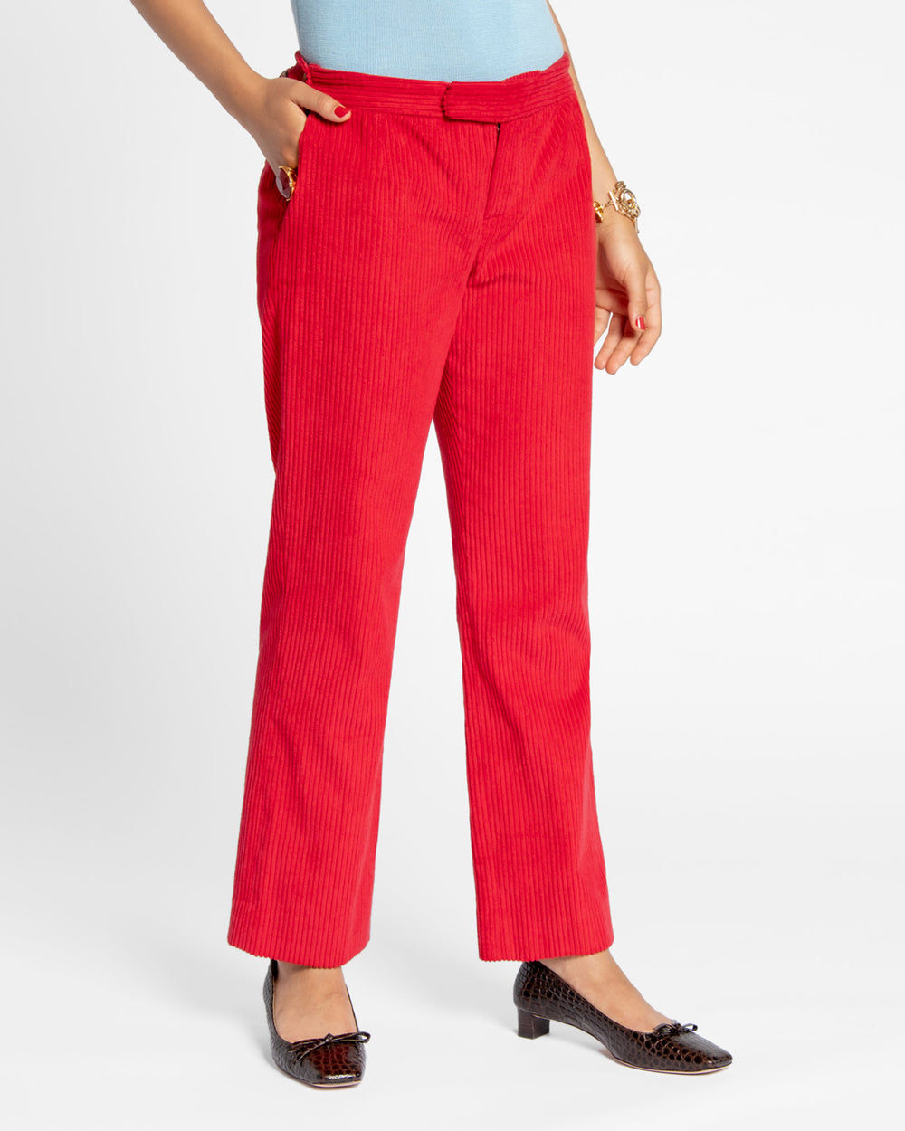 Chloe Corduroy Pant - Red - Frances Valentine