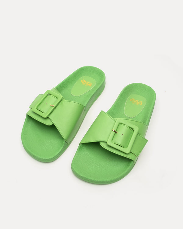 Daisy Slide - Vegan Leather Green - Frances Valentine