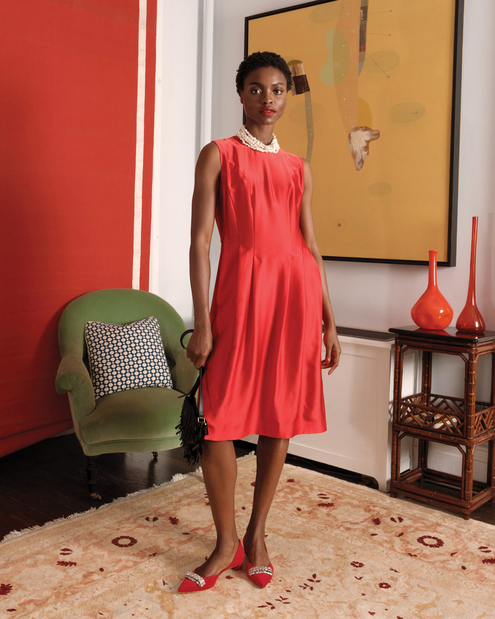 Florencia Silk Dress - Red - Frances Valentine