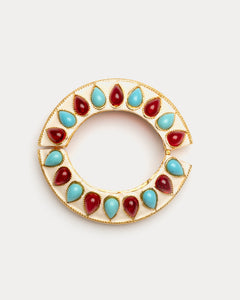 Beaded Bangle Bracelet White Turquoise Ruby - Frances Valentine