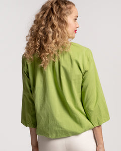 Emily Ruched Flower Top Green - Frances Valentine