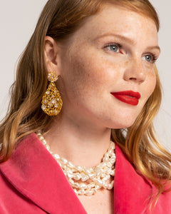 Crochet Teardrop Earring Gold - Frances Valentine