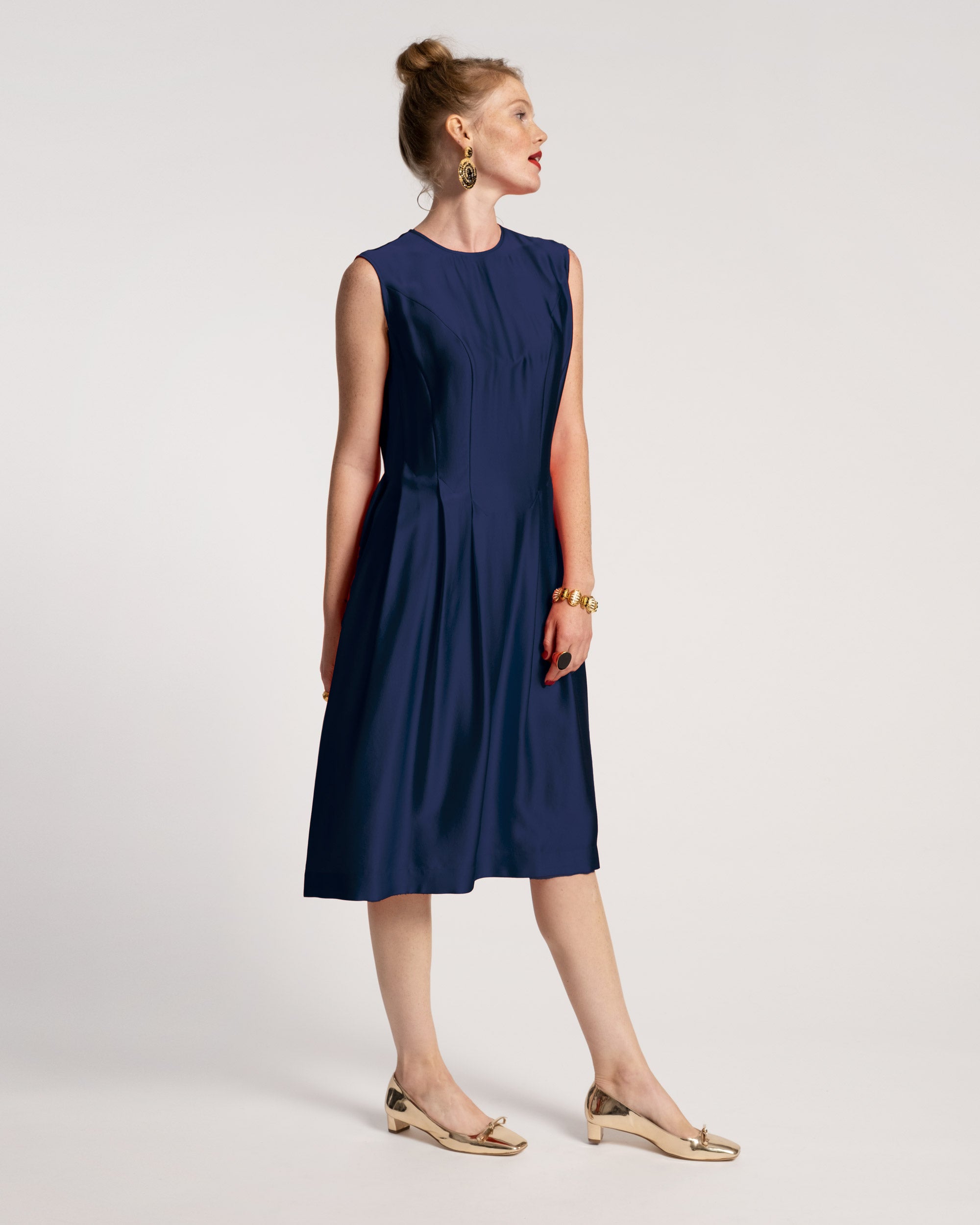 Florencia Dress Silk Navy