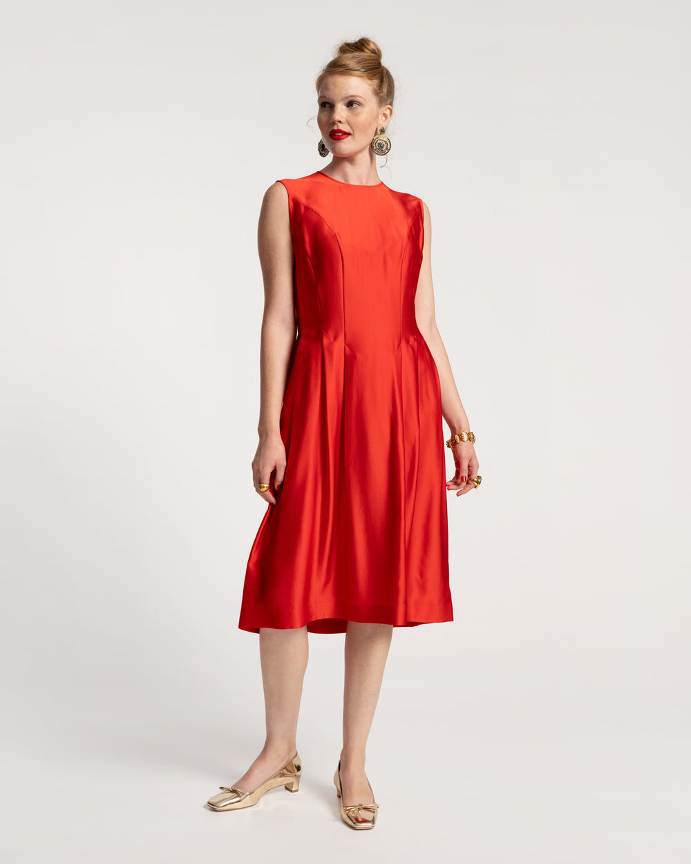 Florencia Silk Dress - Red - Frances Valentine