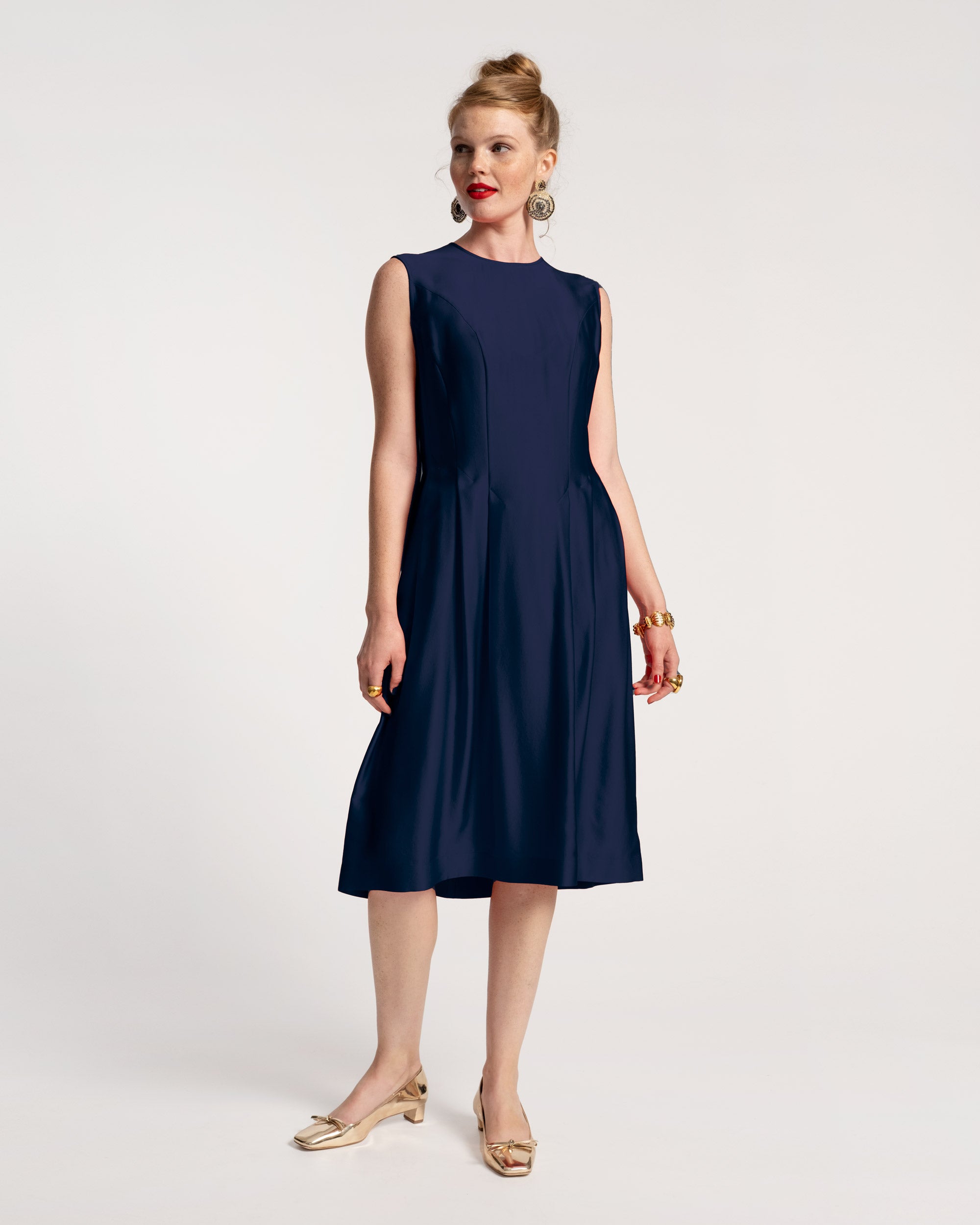 Florencia Dress Silk Navy