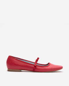 Jude Mary Jane Leather Flat Red - Frances Valentine