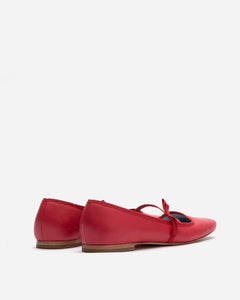 Jude Mary Jane Leather Flat Red - Frances Valentine