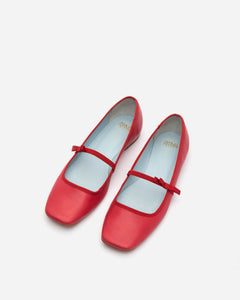 Jude Mary Jane Leather Flat Red - Frances Valentine