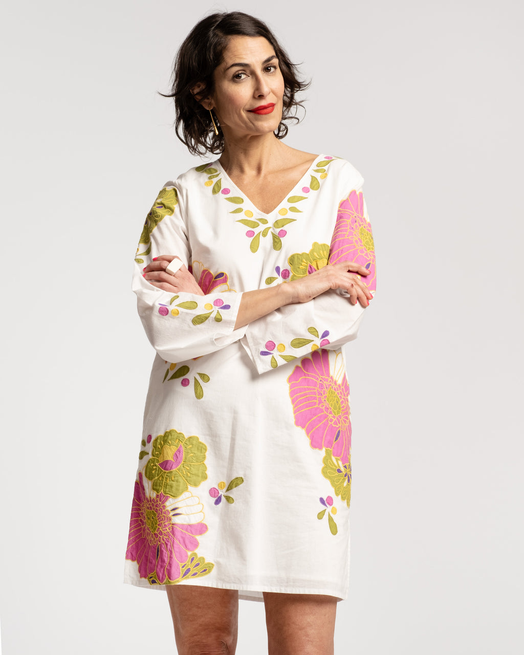 Goldie Tunic African Daisy Oyster Multi – Frances Valentine