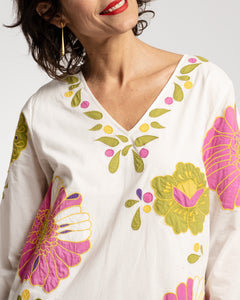 Goldie Tunic African Daisy Oyster Multi - Frances Valentine