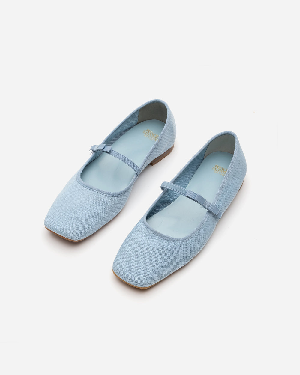 Jude Mary Jane Flat - Knit Light Blue Flats Frances Valentine