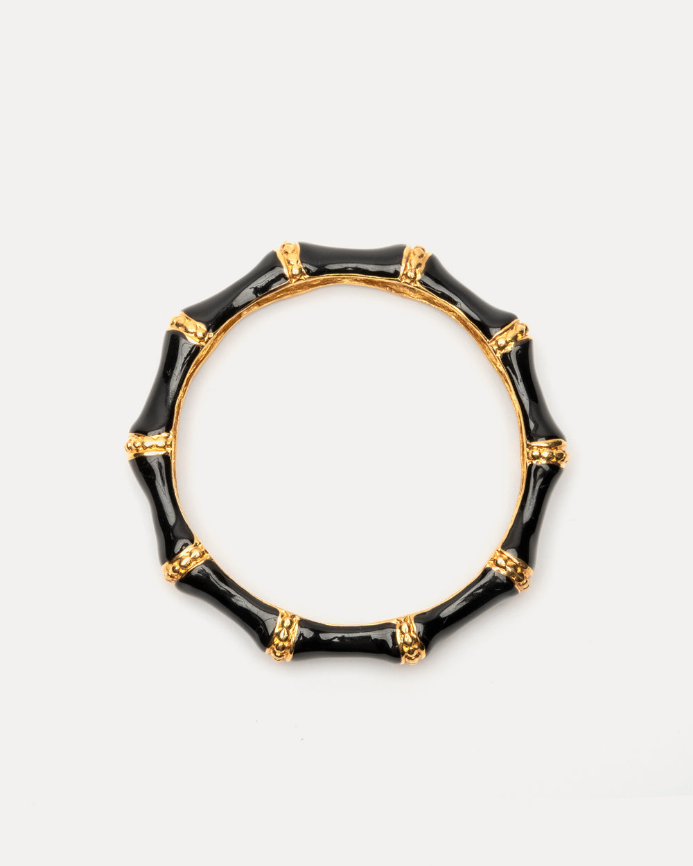 Enamel Bamboo Bangle Bracelet - Black Gold - Frances Valentine
