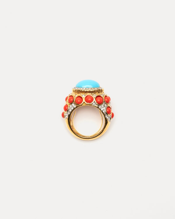 Turquoise Cabochon Ring - Coral - Frances Valentine