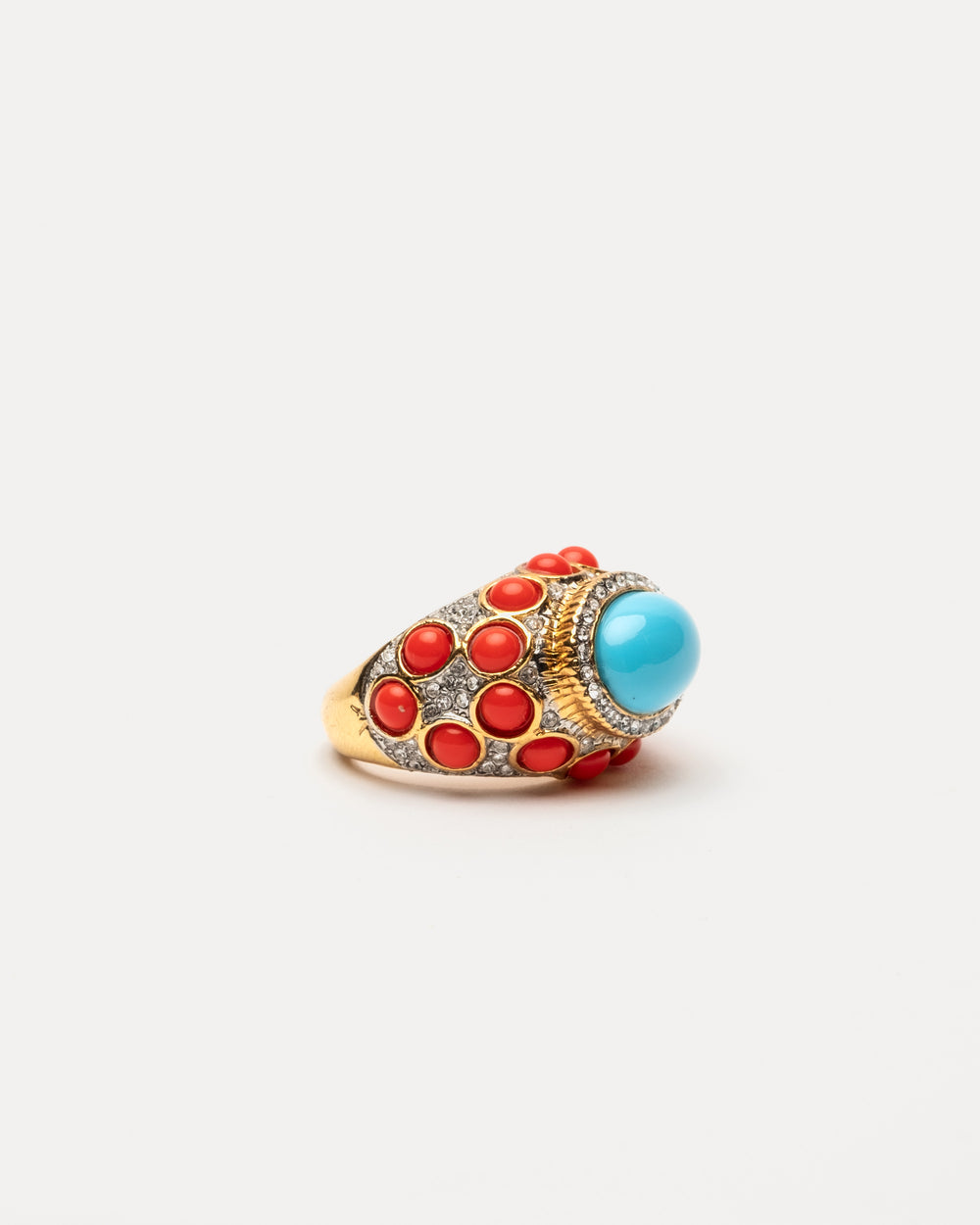 Turquoise Cabochon Ring - Coral - Frances Valentine