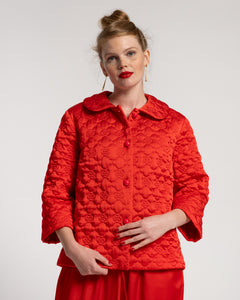 Lauren Quilted Pajama Set Silk Red - Frances Valentine