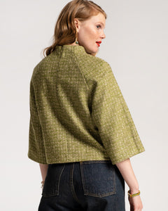 Lily Funnelneck Top Cedar Boucle Wool Green - Frances Valentine