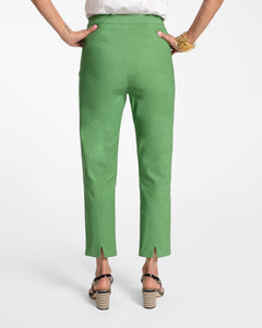 Lucy Pant Stretch Cotton Green - Frances Valentine
