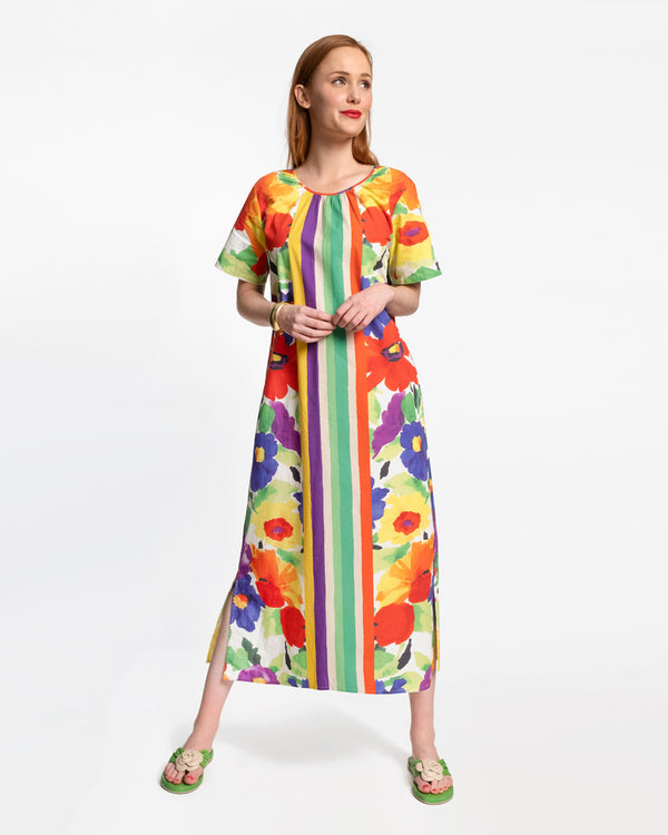 Mags Maxi Dress - Floral Explosion Candy Stripe - Frances Valentine