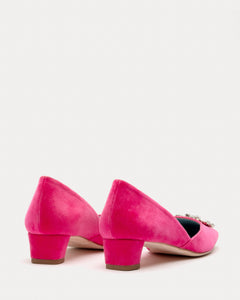 McCall Mini Block Heel Velvet Pink - Frances Valentine