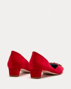 McCall Mini Block Heel Velvet Red - Frances Valentine