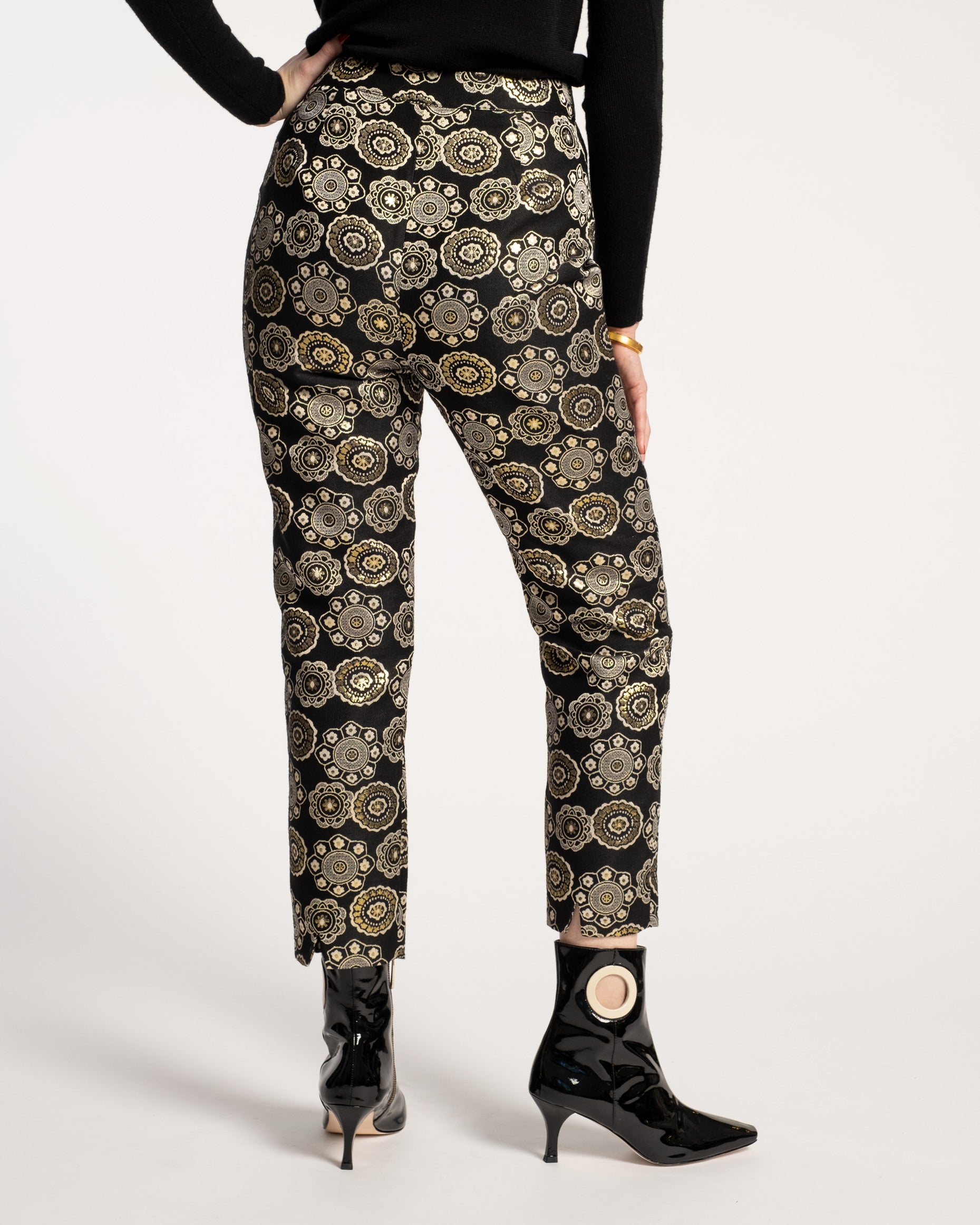 Lucy Pant Large Floral Metallic Jacquard