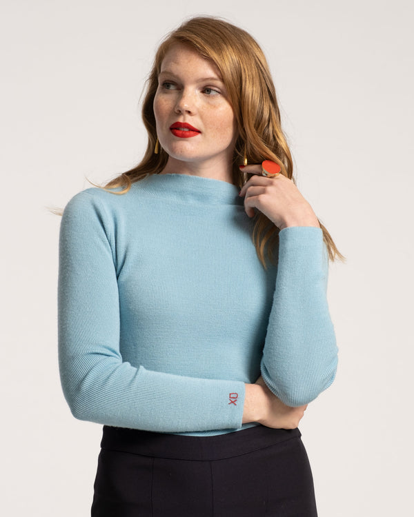 Marie Long Sleeve Sweater Merino - Light Blue - Frances Valentine
