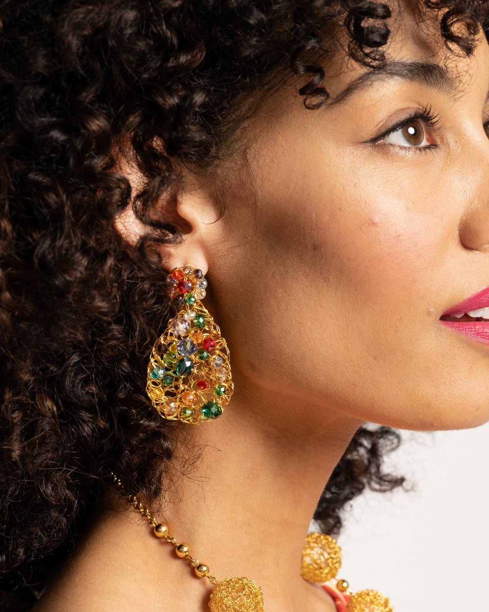 Crochet Teardrop Earring Multi - Frances Valentine
