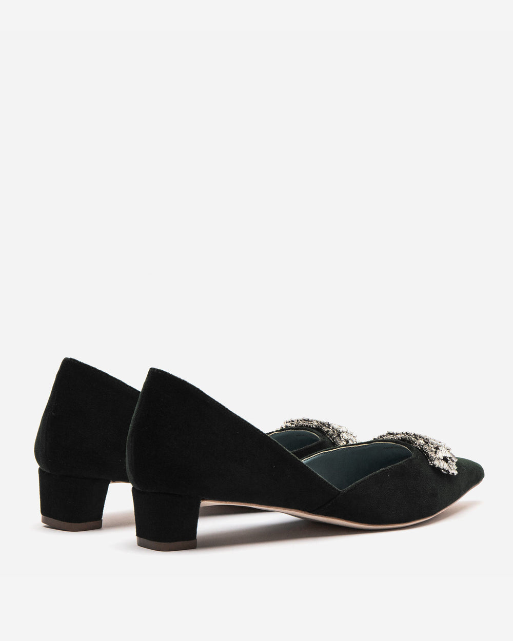 Paula Mini Block Heel - Velvet Black - Frances Valentine