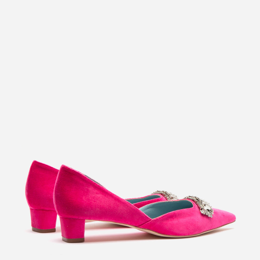 Paula Mini Block Heel - Velvet Pink – Frances Valentine