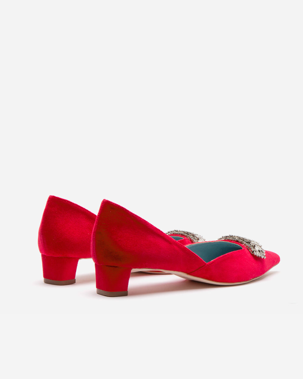 Paula Mini Block Heel - Velvet Red - Frances Valentine