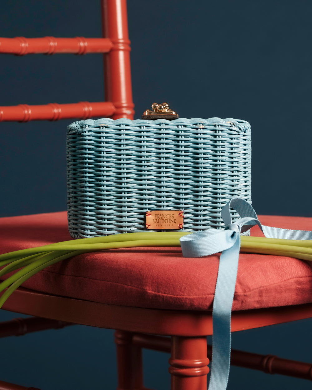 Paige Wicker Clutch - Light Blue - Frances Valentine