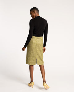 Pencil Skirt Cedar Boucle Wool Green - Frances Valentine
