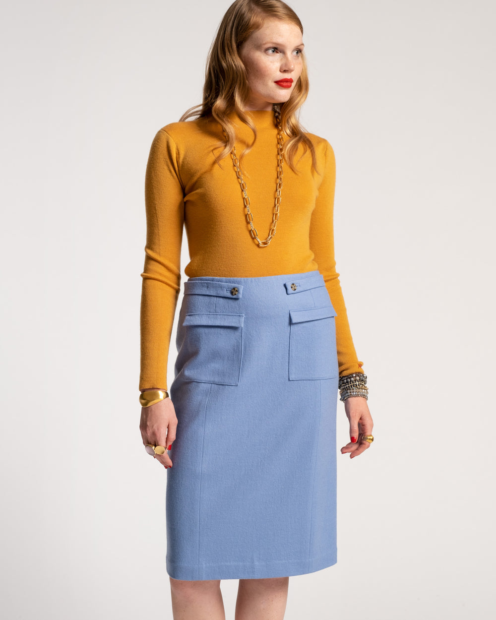 Marie Long Sleeve Sweater Mustard - Frances Valentine