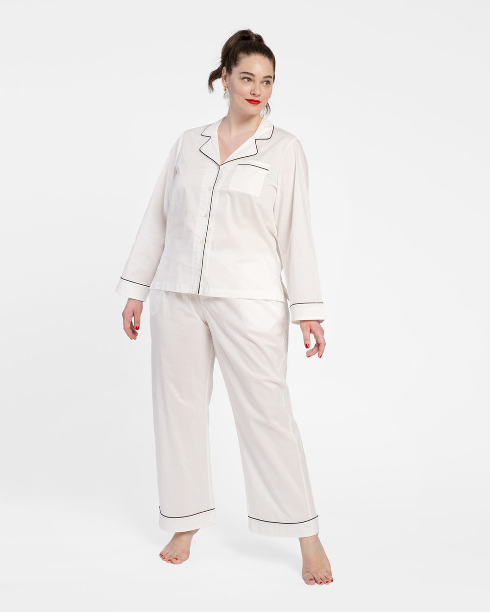 Teddy Pajama Pant White Navy Pajamas Frances Valentine