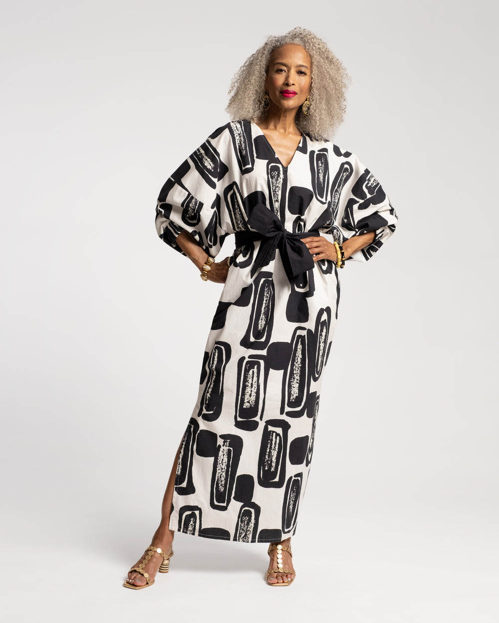 Rosa Caftan Flintstone Oyster Black Dresses Frances Valentine
