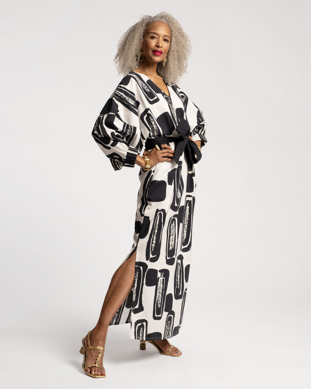 Rosa Caftan Flintstone Oyster Black Dresses Frances Valentine