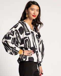 Rosa Top Flintstone Oyster Black - Frances Valentine