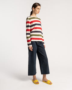 Long Sleeve Tee Shirt Boatman Stripe Oyster Multi - Frances Valentine