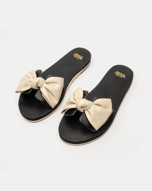 Sandy Cloud Slide - Soft Nappa Black Oyster - Frances Valentine