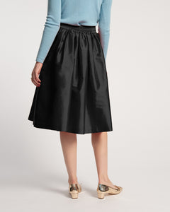 Barbara Gathered Midi Skirt Black - Frances Valentine