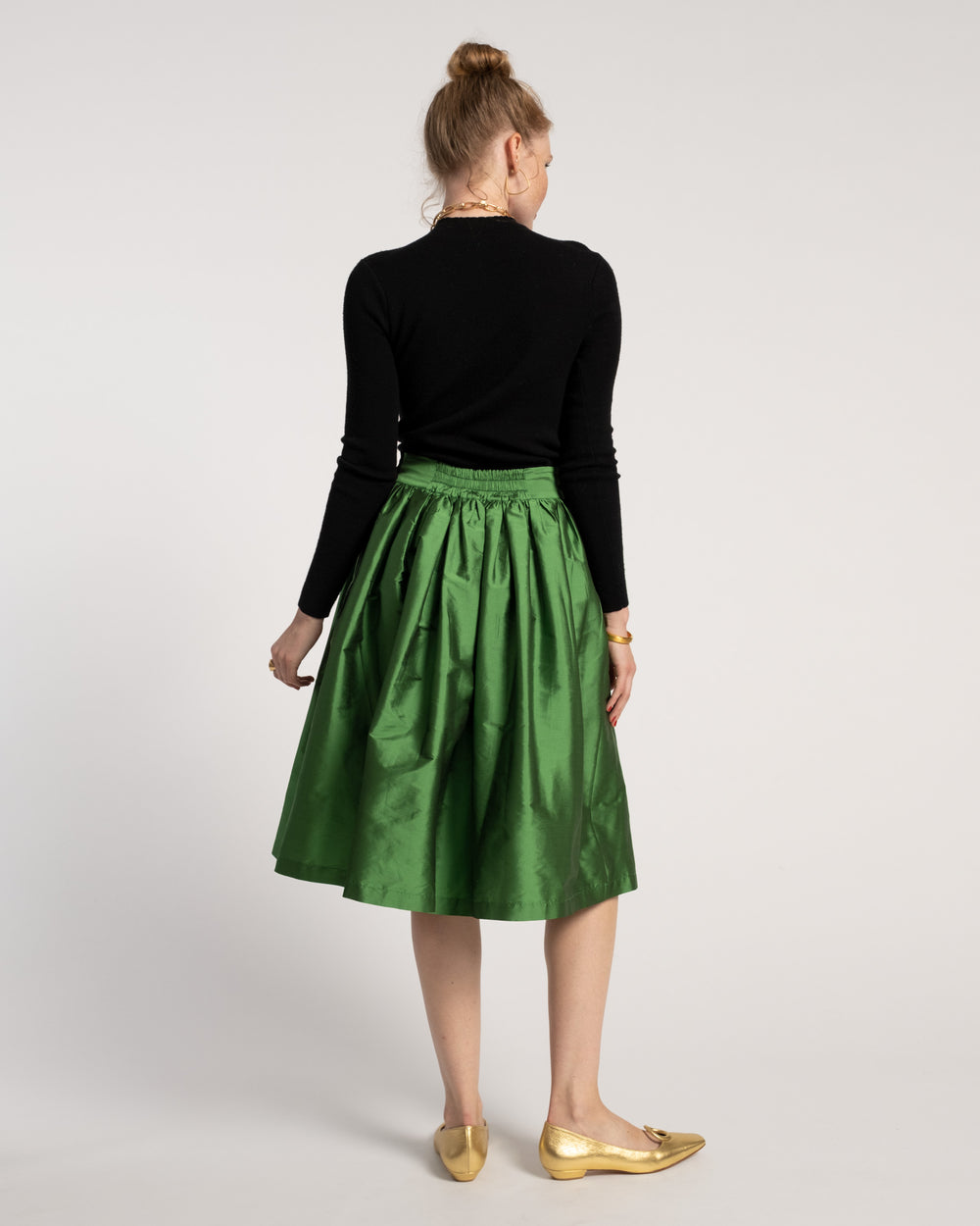 Barbara Midi Skirt - Gathered Emerald Skirts Frances Valentine