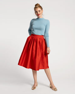 Barbara Gathered Midi Skirt Red - Frances Valentine