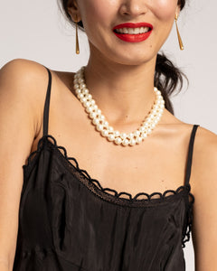 Scallop Slip Dress Silk Black - Frances Valentine