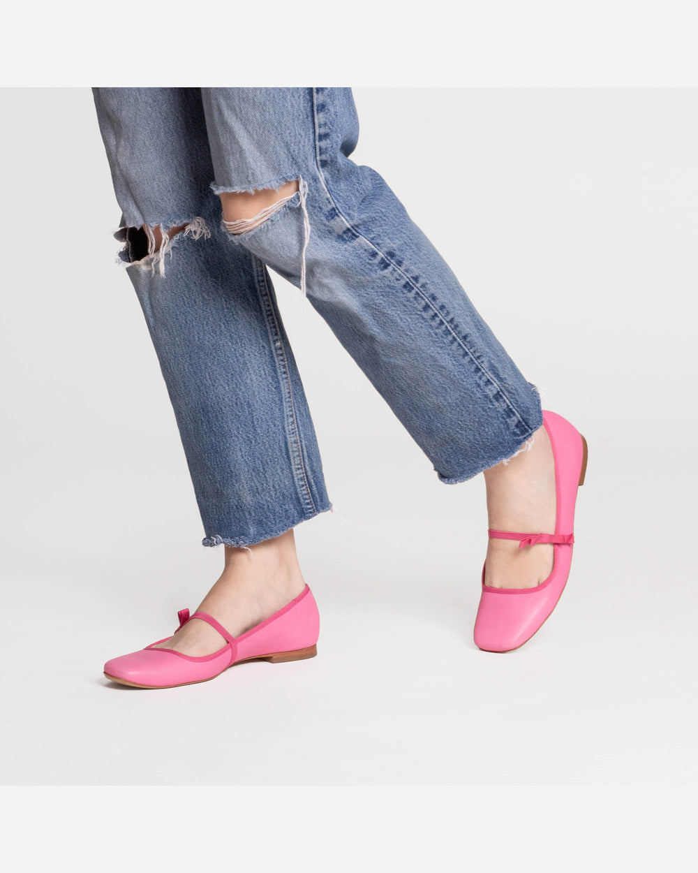 Jude Mary Jane Flat - Leather Pink - Frances Valentine