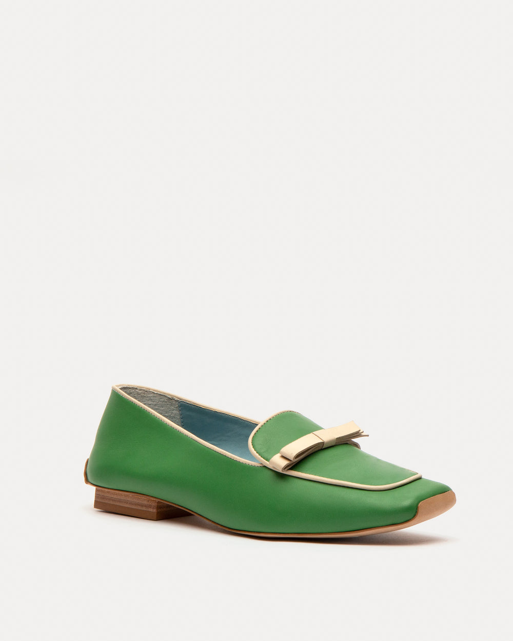 Suzanne Loafer Leather Green Oyster - Frances Valentine