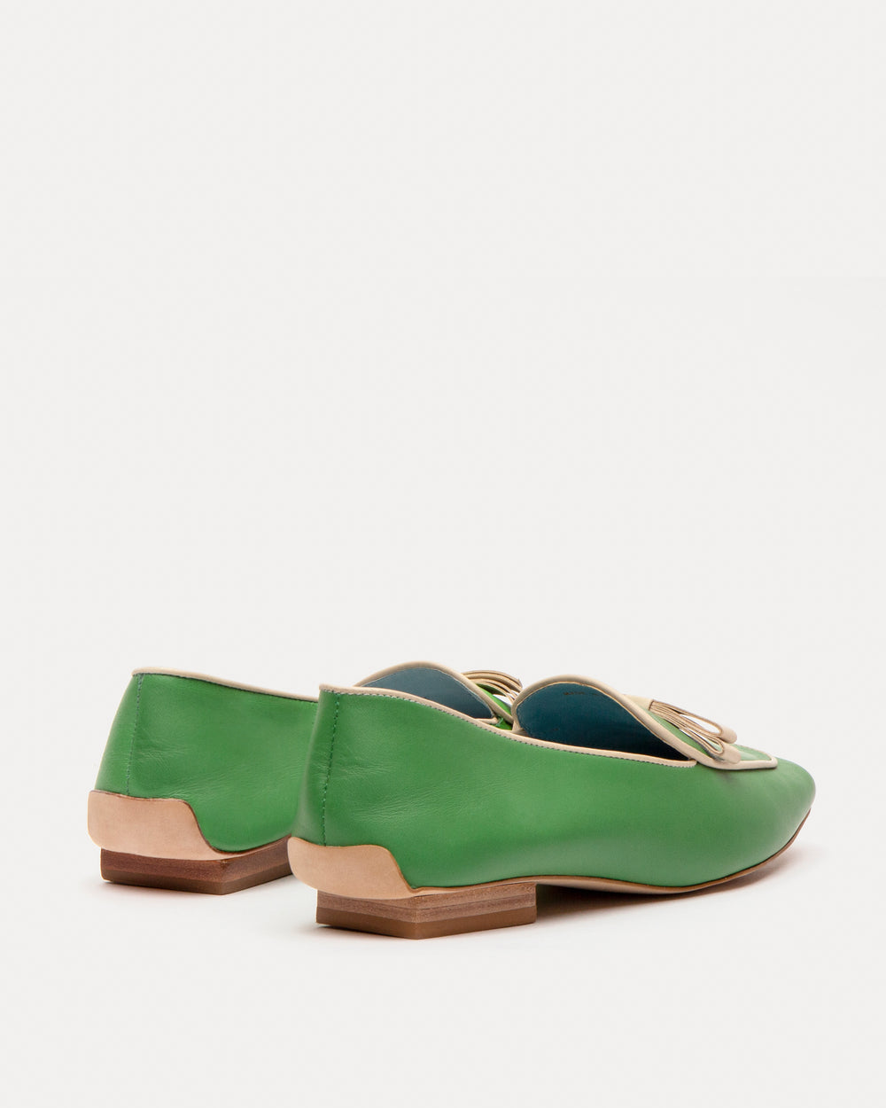 Suzanne Loafer Leather Green Oyster - Frances Valentine